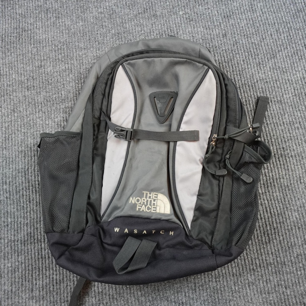The North Face Wasatch Backpack Gray Black Daypack Mens Water Bottle TNF Bag